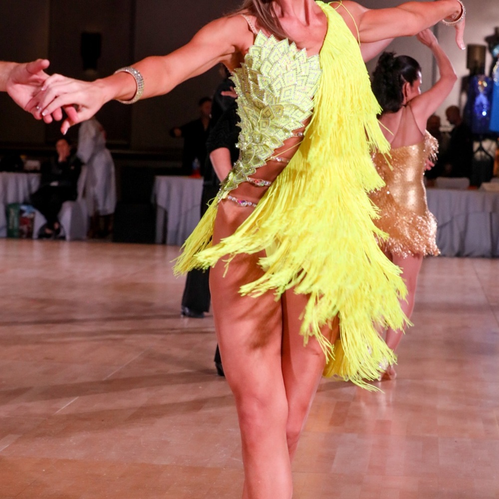 Sexy yellow ballroom rhythm dress